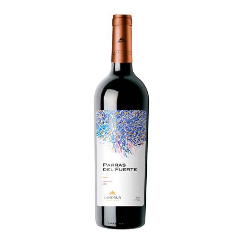 Botella de vino tinto Malbec Parras del Fuerte de Bodegas Landsuá, producido en Samaipata, Bolivia.