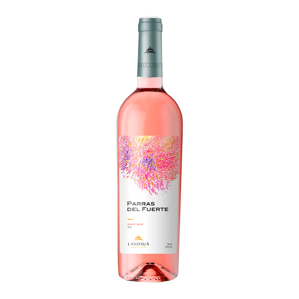 Vino Pinot Noir Parras del Fuerte - Bodegas Landsuá Botella de vino rosado Pinot Noir Parras del Fuerte de Bodegas Landsuá, elaborado en Samaipata, Bolivia.