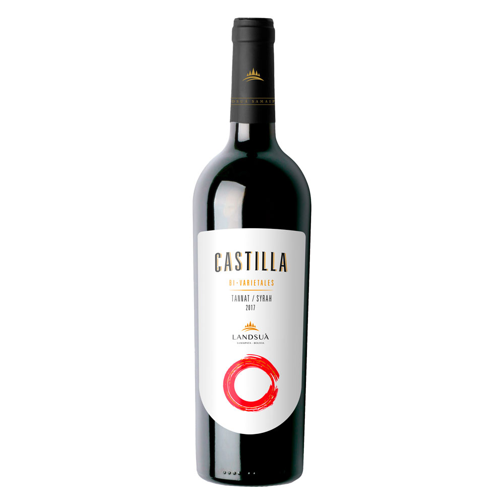 Vino Tinto Tannat Syrah Castilla - Bodegas Landsuá Botella de vino tinto blend Tannat Syrah línea Castilla de Bodegas Landsuá, producido en Samaipata