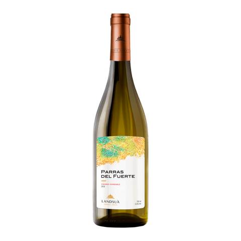 Botella de vino blanco Pedro Ximénez Parras del Fuerte de Bodegas Landsuá, producido en Samaipata, Bolivia.